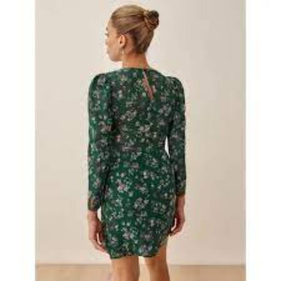 Reformation Juni Gathered Floral Print Crepe Dress - Picture 2 of 5